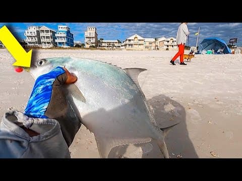 Pompano COULD NOT RESIST This Bait - Panama City Beach Surf Fishing