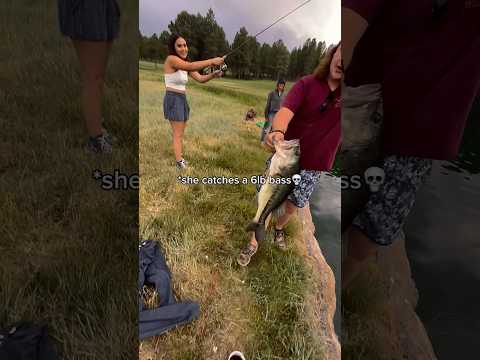 My girl friend caught a GIANT bass!😳 #fishing #shorts