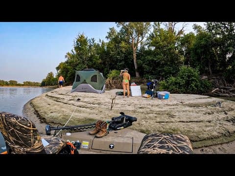 Remote River Camping on A SANDBAR after The MASSIVE FLOOD!!! (Fish are Feeding!!)