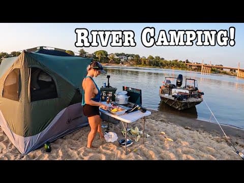 Camping Below A MASSIVE SPILLWAY in the middle of The LARGEST RIVER in the U.S!!! (Camp &amp; Cook!!!)