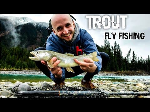 TROUT FLY FISHING in The Alberta&#39;s Mountains. SOLO TRIP. Catching BIG Bull Trout