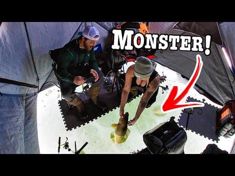 Catching TROPHY Fish through the Ice In CRYSTAL CLEAR WATER!!! (Monster Walleye!!)