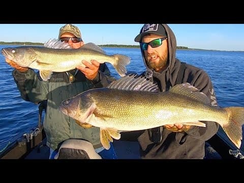 Fishing an INSANE School of BIG Walleyes on Devils Lake!