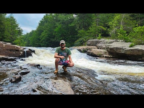 Fishing Tobyhanna Falls in the Pennsylvania Mountains