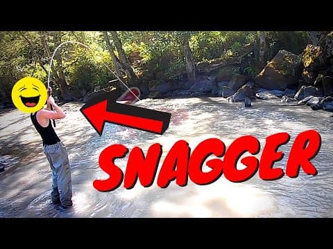 Salmon Snagger BUSTED at River!!! ILLEGAL FISHING