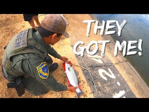 Fish and Wildlife Warden Got Me!! | CA Aqueduct Striper Fishing | Iu Mien Fishing