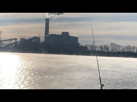 WINTER CATFISHING a POWER PLANT LAKE