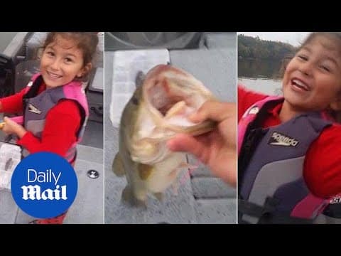 You got it! CUTEST reaction when a girl catches a bass fish - Daily Mail