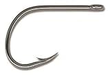 Mustad Ultra Point 2X Fine Wire Kirbed Point Big Gun Open Eye Siwash Hook (Pack of 6), Black Nickel, Size 2/0