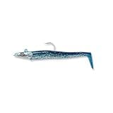 Savage Gear Sandeel Fishing Bait, 2 1/3 oz, Blue Silver, Realistic Contours & Movement, Durable Construction, Two Tie Points, 5X Hooks, Holographic Eyes, Bait Keeper