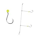 3 Pack '2/0' Bead Rig Surf Fishing Hi-Lo Double Drop Hand-Tied 30LB Mono (Chartreuse)