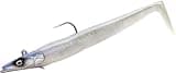Savage Gear Sandeel Fishing Bait, 4/5 oz, Ghost Herring, Realistic Contours & Movement, Durable Construction, Two Tie Points, 5X Hooks, Holographic Eyes, Bait Keeper