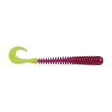 Berkley PowerBait Rib Worm Fishing Bait, Purple/Chartreuse, 4in, Irresistible Scent and Flavor, Ideal for Walleye, Bass, Panfish and More