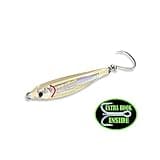 Fat Cow Epoxy Jig Fat Minnow with in-Line Hook and Extra Treble Hook - 2.5", 1 oz, Bone