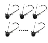 Harmony Fishing - Tungsten Weedless Ball Jigheads [Pack of 5 w/ 10 Bait Pegs] (Ball jig Heads for Swim jigs and Soft Plastics) (3/16oz)