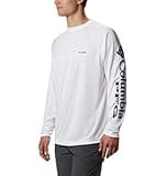 Columbia Men's Terminal Tackle Long Sleeve Fishing Shirt, White/Nightshade Logo, XX-Large