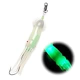 Dr.Fish Saltwater Squid Fishing Lures, 6" LED Lighted Lures 6/0 Hooks Squid Jig Rig Halibut Lincod Jig Offshore Trolling Baits Deep Drop Light Glow in Dark Mackerel Tuna Striper Green