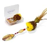 Pike Musky Walleye Fishing Lure Spinnerbait with Feathered Hooks Rooster Tail Fishing Lures Spoon Lures Baits with Tackle Box (Style A-Brown)