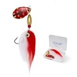 Pike Musky Walleye Fishing Lure Spinnerbait with Feathered Hooks Rooster Tail Fishing Lures Spoon Lures Baits with Tackle Box (Style B-Red)