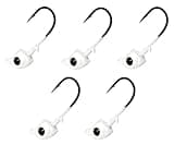 Reaction Tackle Tungsten Swimbait Jig Heads - 3D Realistic Eyes Attract Bass and More- Swim Bait Jig Head for use with Freshwater or Saltwater Fishing (5-Pack) - 1/8oz - White