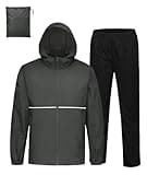SWISSWELL Rain Suit Waterproof Breathable Lightweight Packable 2 Pieces Rainwear Rain Gear for Golf Hiking Fishing Grey Large