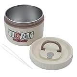 Fishing Bait Container, Insulated Stainless Steel, Live Bait Storage, Worm Storage Box, Nightcrawler Box, Bait Tank, Compact and Durable,Small and Portable, Keeps Bait Fresh and Alive (White)