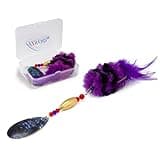 Pike Musky Walleye Fishing Lure Spinnerbait with Feathered Hooks Rooster Tail Fishing Lures Spoon Lures Baits with Tackle Box (Style A-Purple)
