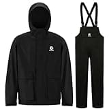 Rizzon Fishing Rain Suit for Men Waterproof Rain Jacket Bib Pants With Hood Foul Weather Gear(Black,Small)