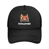 Coat of arms of Singapore Mesh Baseball Cap Adult Trucker Hat Adjustable Dad Caps for Men Women Outdoor Sports Unisex Humor Fishing Sun Hats Black
