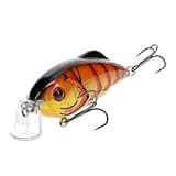 Strike King Hybrid Hunter Jr. Fishing Lure, Shallow Diving Crankbait, 90-Degree Bill, 3D Eyes, Rattle, Dives 2 to 4-Feet, 1/2-Ounce, Size 4 & 6 Treble Hooks