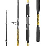 Sougayilang Spinning & Casting Fishing Rods, 2-Piece Strong Carbon&Glass Composite Trolling Rod Offshore Surf Pole for Bass, Trout, Panfish, Catfish- Spinning- 7'0"-Yellow