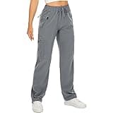 Women's Hiking Cargo Pants Quick Dry UPF50+ Outdoor Pants for Women Fishing Safari Travel Stretchy Pants with Pockets,6608,Grey,L