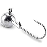 Atibin Barb Saltwater Jig Head Hook Bass Freshwater Jigs Hook Lead Round Ball Fishing Jig Lead Tackle Sharp 25pcs 3/16oz