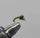 One Dozen (12) - Tungsten Beadhead Zebra Midge - Olive - Nymph 22