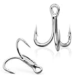 Natufish Treble Fishing Hooks 4X Strong - 10Pcs Triple Hooks Sharp Barbed/High Carbon Steel/Round Bend for Lures Freshwater Saltwater(Size 12#)