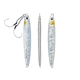 OCEAN CAT 1 PC Slow Fall Pitch Fishing Jigs Lures Lead Metal Flat Sinking Vertical Shore Jigging Bait with Assist Hook for Saltwater Fishing (Laser Silver, 120g)