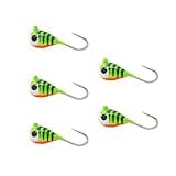 Tungsten Ice Fishing Jig Set Ice Fishing Lures, Max Sensitive Tungsten Tear Drop Ice Jig Head Hook for Panfish, Crappie, Walleye, Perch, Trout, Bluegill (Fire Tiger, 4MM, 1/25 OZ)