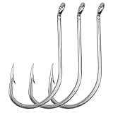 Octopus Beak Fishing Hooks, 100pcs Circle Hooks Saltwater Forged Offset Stainless Steel Fish Hooks Long Shanks Hooks (100PCS 3/0)