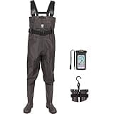 TIDEWE Bootfoot Chest Wader, 2-Ply Nylon/PVC Waterproof Fishing & Hunting Waders with Boot Hanger for Men and Women Brown Size 5