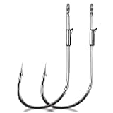 20Pcs Professional Fishing Heavy Cover Flipping Worm Hooks, Fishing Bass Texas Rig Drop Shot Rig Weedless Hooks for Freshwater Saltwater Size 4/0