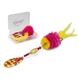 Pike Musky Walleye Fishing Lure Spinnerbait with Feathered Hooks Rooster Tail Fishing Lures Spoon Lures Baits with Tackle Box (Style A-Red)