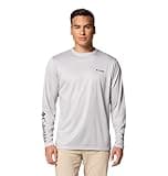 Columbia Mens Terminal Tackle PFG Fish Shine Long Sleeve, Cool Grey/PFG Trout Shine, Medium