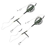 Lwuey Carp Fishing Bait Cage Feeder with Wire Hook Rigs, Sturdy European Style Long Line Nesting Trap Device Inline Method Inserted Weight Quick Sinking Durable Angler Lure Equipment Tackle 2PCS(48g)