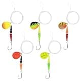 Alwonder 5PCS Walleye Rigs Wedding Ring Fishing Lures, Colorado Blades Stacked Fishing Beads Octopus Hooks Pre-Rigged Bait Rig, Crawler Harness Walleye Kokanee Salmon Spinner Rigs Kit 46IN 30LB Mono
