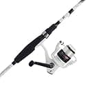 Abu Garcia 6’ Ike Dude Youth Fishing Rod and Reel Spinning Combo, 2-Piece Rod, Size 30 Reel, Right/Left Handle Position,White