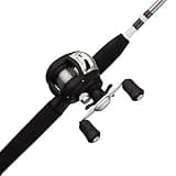 Shakespeare Alpha Baitcasting Reel and 6' Fishing Rod Combo, Low Profile Reel, Right/Left Handle Position, 2-Piece Tubular Glass Rod, Graphite Frame, Multi Disc Star Drag System