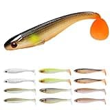 TRUSCEND 12 PCS Fishing Lures for Bass Trout Crappie Versatile Paddle Tail Swimbaits Superb Soft Plastic Fishing Baits Freshwater Saltwater Bass Walleye Lure Fishing Gifts for Men