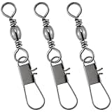 Dr.Fish 50 Pack Fishing Snap Swivels, Barrel Swivels Fishing Tackles, Stainless Steel Safty Interlock Snaps Leader Line Lure Connector Fresh&Saltwater #14