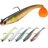 TRUSCEND Fishing Lures for Bass Trout Jighead Lures Paddle Tail Swimbaits Soft Fishing Baits Freshwater Saltwater Jigging Bass Gear Fishing Gifts for Men