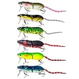 Spirebuzz Ratstrike Lure,Spirebuzz Ratstrike 3D Lifelike Rat Topwater Lure,Mouse Fishing Lures with Treble Hooks,Multi Jointed Swimbaits Fishing Lures for Bass Trout Perch (6)